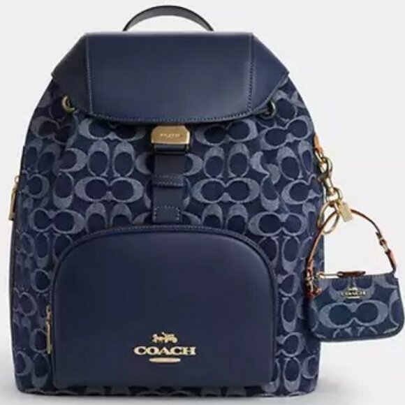 Coach Signature Denim & Leather Mini Nolita Bag Charm Key Chain, NWT - Picture 8 of 8